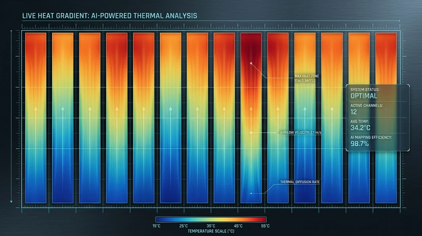 Live thermal heat gradient with AI analysis overlay